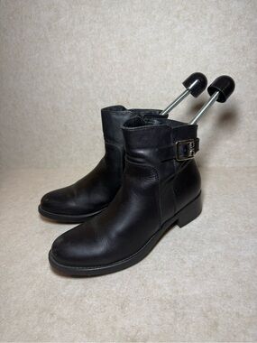 La Canadienne Shelby Waterproof Black Leather Ankle Boots Booties Rare Size 6M